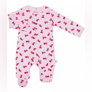Pink Hearts Easy Magnetic Close Footie 0-3 Months